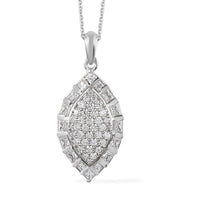 3.60 ctw Platinum Over Sterling Silver Clover Pendant Necklace 20 Inches Made with Zirconia from Swarovski