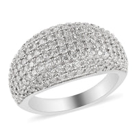 Rhodium Over Sterling Silver Dome Ring Made with Zirconia from Swarovski (Size 10.0) 4.20