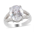 LUSTRO STELLA Made with Finest CZ Ring in Platinum Over Sterling Silver (Size 10.0) 9.20 ctw - Sticky add to cart bar