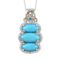 AMERICAN Natural Sleeping Beauty Turquoise and Multi Gemstone Pendant Necklace 20 Inches in Vermeil Yellow Gold and Platinum Over Sterling Silver 4.20 ctw - Sticky add to cart bar
