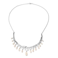 LucyQ Splash Collection White Freshwater Cultured Pearl Necklace 20 Inches in Rhodium Over Sterling Silver 28.70 Grams