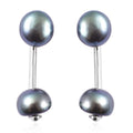 White Freshwater Cultured Pearl Dual Stud Earrings in Rhodium Over Sterling Silver - Sticky add to cart bar