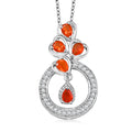 Crimson Fire Opal and White Zircon 1.10 ctw Pendant without Chain in Platinum Over Sterling Silver - Sticky add to cart bar