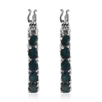 3.90 ctw Teal Grandidierite Hoop Earrings in Platinum Over Sterling Silver