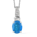 Malgache Neon Apatite and Natural White Zircon Pendant Necklace 20 Inches in Platinum Over Sterling Silver 2.00 ctw - Sticky add to cart bar