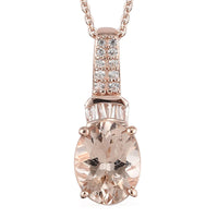 1.90 ctw Marropino Morganite and Natural White Zircon Pendant Necklace 20 Inches in Vermeil Rose Gold Over Sterling Silver