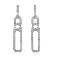 0.50 ctw Diamond Paper Clip Earrings in Platinum Over Sterling Silver