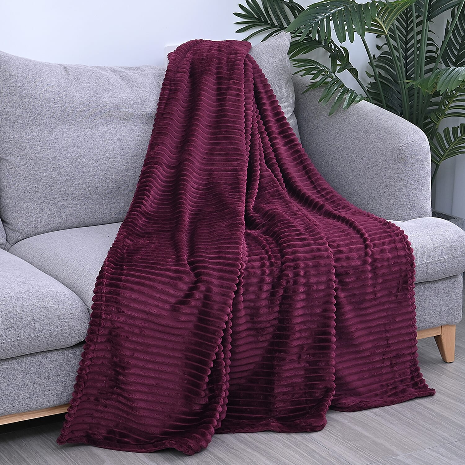 Bordeaux Luxurious Flannel Cord Blanket (59"x79")