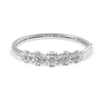 LUSTRO STELLA Made with Finest CZ Bangle Bracelet in Platinum Over Sterling Silver (6.50 In) 16.55 Grams 11.70 ctw