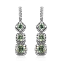 1.30 ctw Natural Ambanja Demantoid Garnet and Zircon Dangling Earrings in Platinum Over Sterling Silver