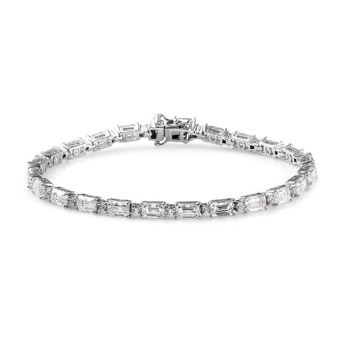 LUSTRO STELLA Made with Finest CZ Bracelet in Platinum Over Sterling Silver (8.00 In) 13 Grams 26.70 ctw