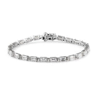 LUSTRO STELLA Made with Finest CZ Bracelet in Platinum Over Sterling Silver (8.00 In) 13 Grams 26.70 ctw