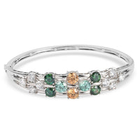 LUSTRO STELLA Made with Finest CZ Bangle Bracelet in Platinum Over Sterling Silver (7.25 In) 19 Grams 19.00 ctw