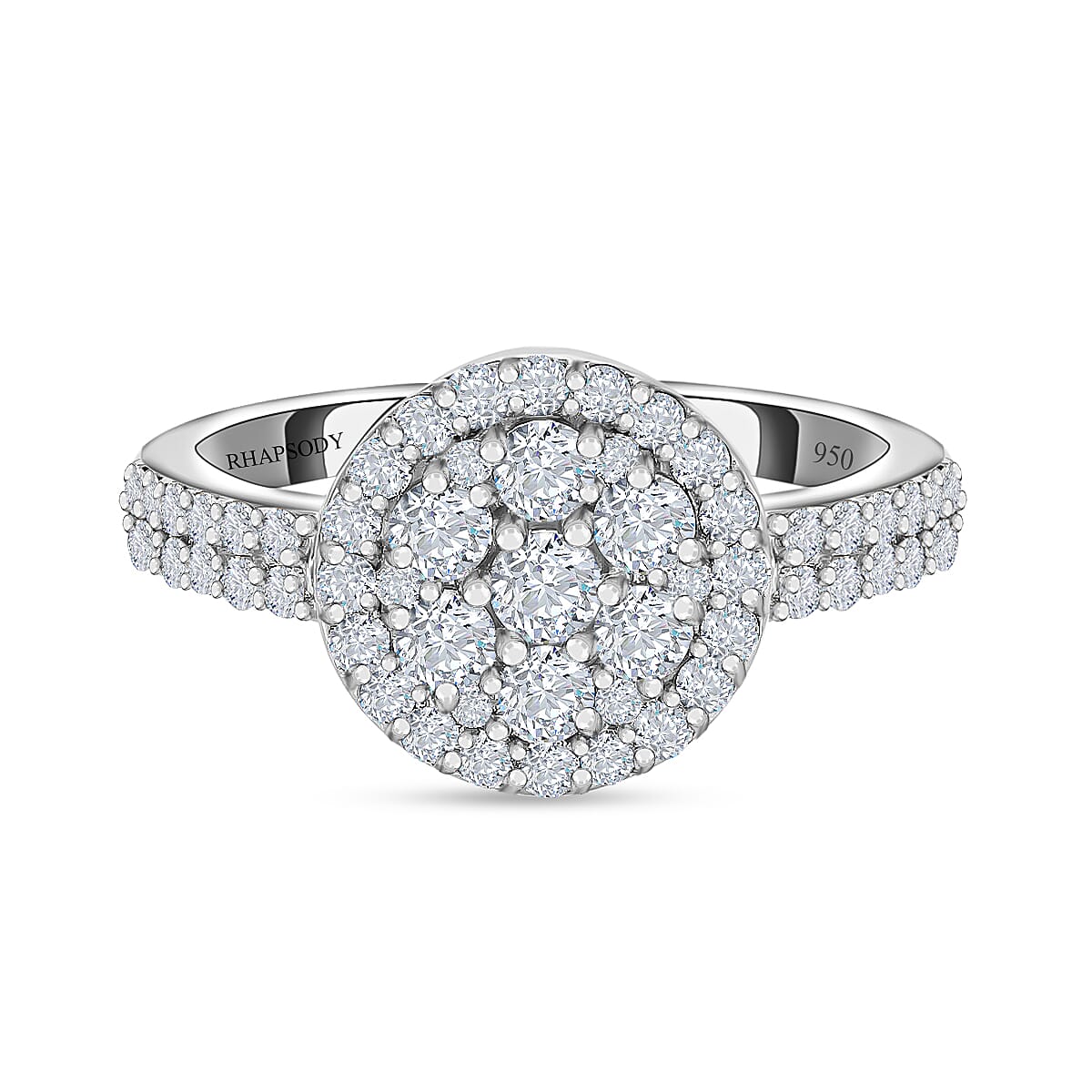 IGI Certified RHAPSODY 950 Platinum IGI Certified E-F VS Diamond Ring 5.75 Grams 1.00 ctw