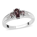 Natural Merelani Color Change Garnet and Natural White Zircon Ring in Platinum Over Sterling Silver (Size 9.0) 0.75 ctw - Sticky add to cart bar