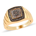 Natural Champagne Diamond and White Diamond Men's Ring in Vermeil Yellow Gold Over Sterling Silver (Size 11.0) 0.35 ctw - Sticky add to cart bar