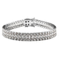 LUSTRO STELLA Made with Finest CZ Three Row Bracelet in Rhodium Over Sterling Silver (6.50 In) 19.75 Grams 29.25 ctw - Sticky add to cart bar