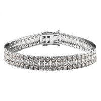 LUSTRO STELLA Made with Finest CZ Three Row Bracelet in Rhodium Over Sterling Silver (6.50 In) 19.75 Grams 29.25 ctw
