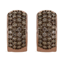 2.00 ctw Natural Champagne Diamond Hoop Earrings in Vermeil Rose Gold Over Sterling Silver