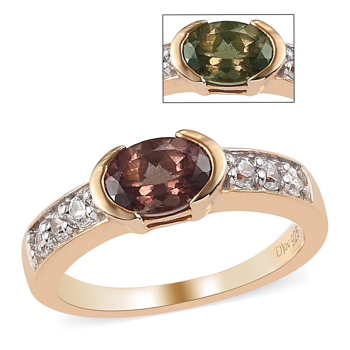 Zircon, Merelani Color Change Garnet Main Stone With Side Stone Ring in Vermeil YG Sterling Silver 2.75 ctw