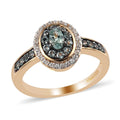 Narsipatnam Alexandrite and Natural White Zircon Double Halo Ring in Vermeil Yellow Gold Over Sterling Silver (Size 10.0) 0.75 ctw - Sticky add to cart bar