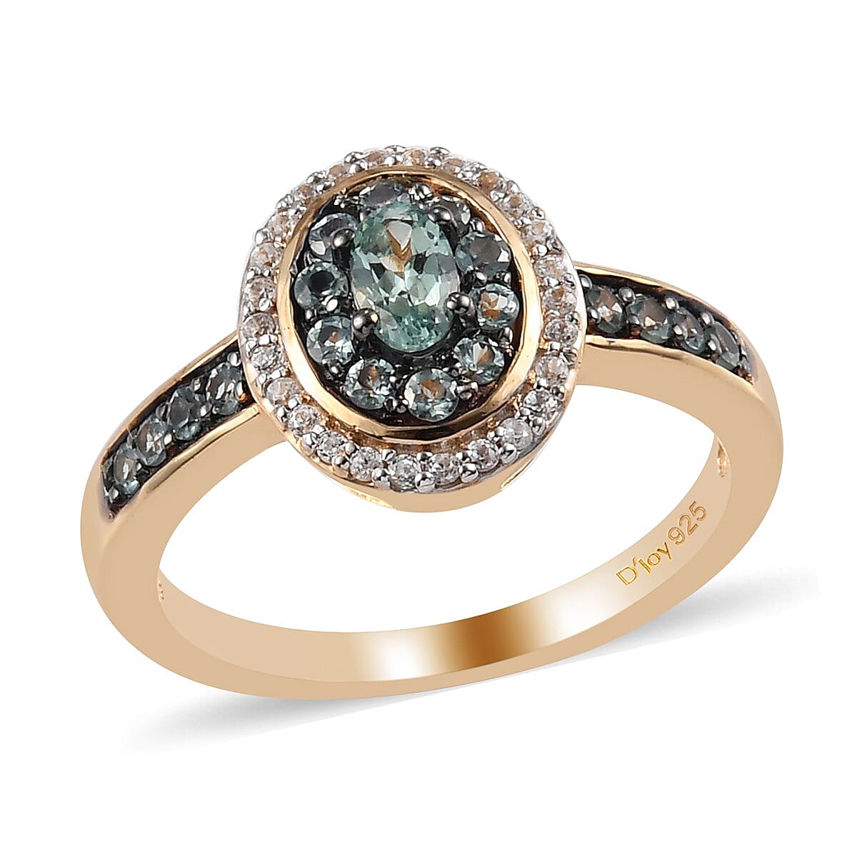 Narsipatnam Alexandrite and Natural White Zircon Double Halo Ring in Vermeil Yellow Gold Over Sterling Silver (Size 10.0) 0.75 ctw (1)