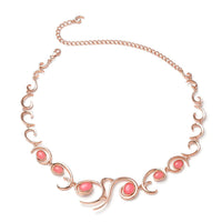 LucyQ Ocean Wave Collection Pink Jade Necklace 20 Inches in 14K Rose Gold Over Sterling Silver 37.35 Grams 12.75 ctw