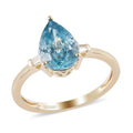 LUXORO Premium Ratanakiri Blue Zircon and Diamond Ring in 10K Yellow Gold (Size 9.0) 2.90 ctw - Sticky add to cart bar