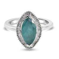 Grandidierite 1.96 ctw Ring in Platinum Over Sterling Silver (Size 5.5)