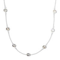 Lumingreen Crystal Station Necklace 18 Inches in Sterling Silver