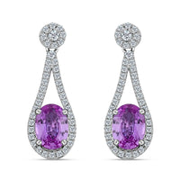 ILIANA 18K White Gold AAA Madagascar Pink Sapphire, Diamond (G-H, SI) Earrings 2.20 ctw