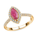 ILIANA 18K Yellow Gold AAA Royal Thai Ruby and G-H SI Diamond Ring 3.60 Grams 1.25 ctw - Sticky add to cart bar