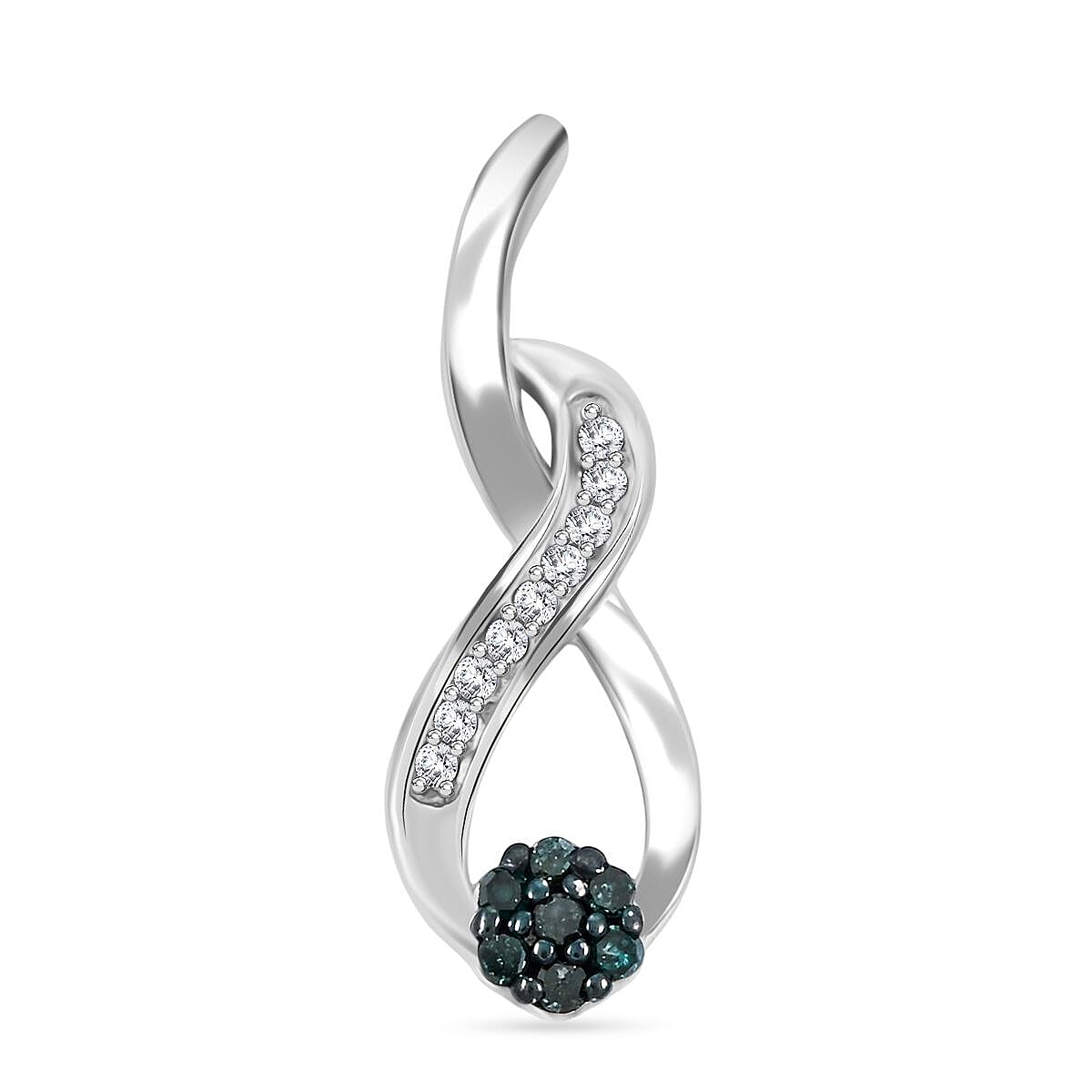0.15 ctw Yellow Diamond and Diamond Pendant in Platinum Over Sterling Silver