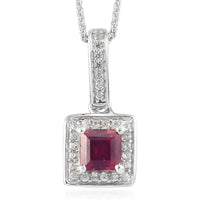 1.00 ctw Niassa Ruby and Zircon Pendant Necklace 20 Inches in Platinum Over Sterling Silver