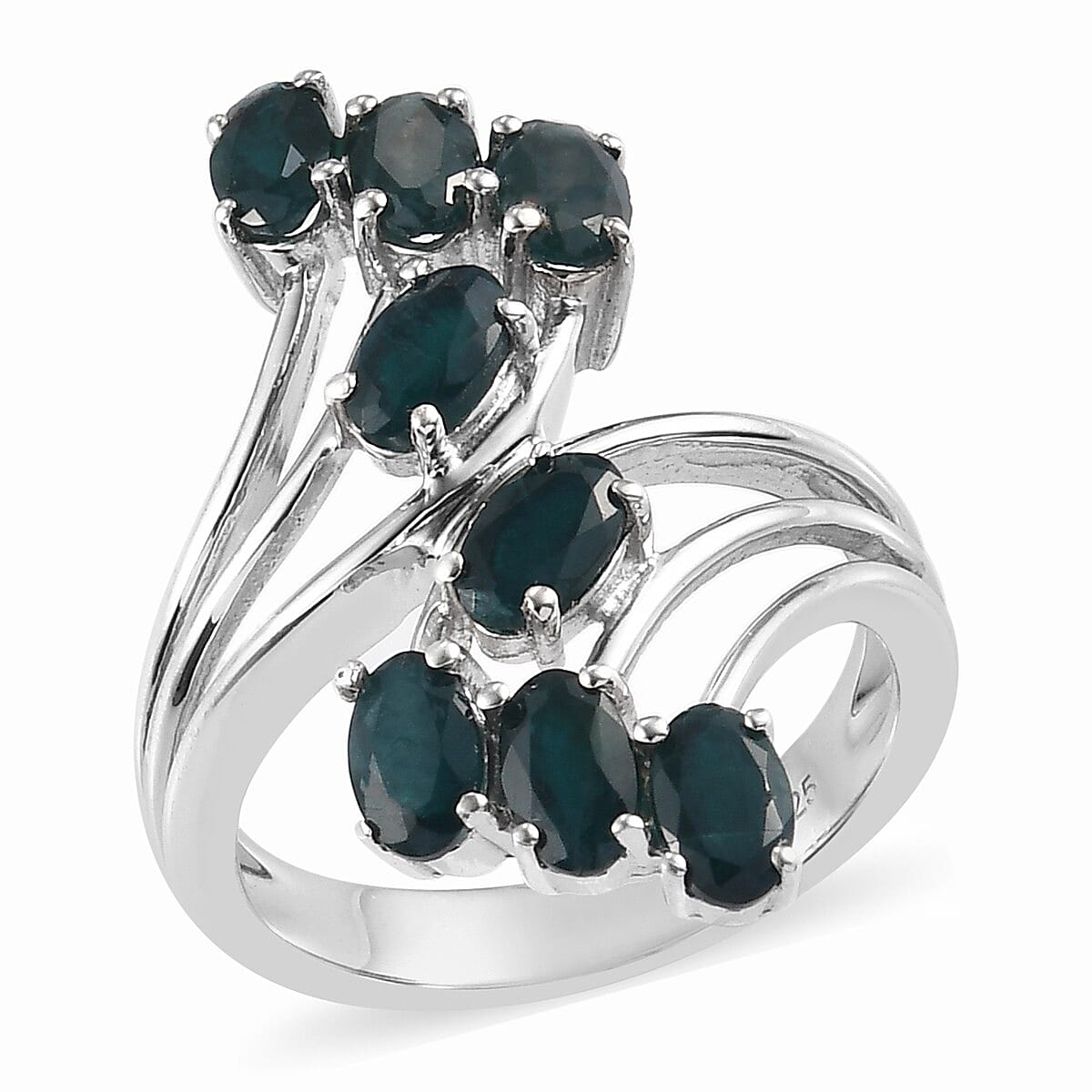Teal Grandidierite Bypass Ring in Platinum Over Sterling Silver (Size 10.0) 1.75 ctw