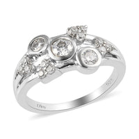 Moissanite Fancy Ring in Platinum Over Sterling Silver (Size 7.0) 0.60 ctw