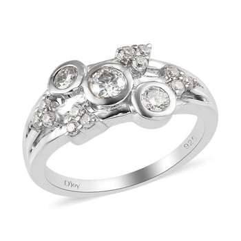 Moissanite Fancy Ring in Platinum Over Sterling Silver (Size 7.0) 0.60 ctw - Product card gallery slide 1 (10176470286649)