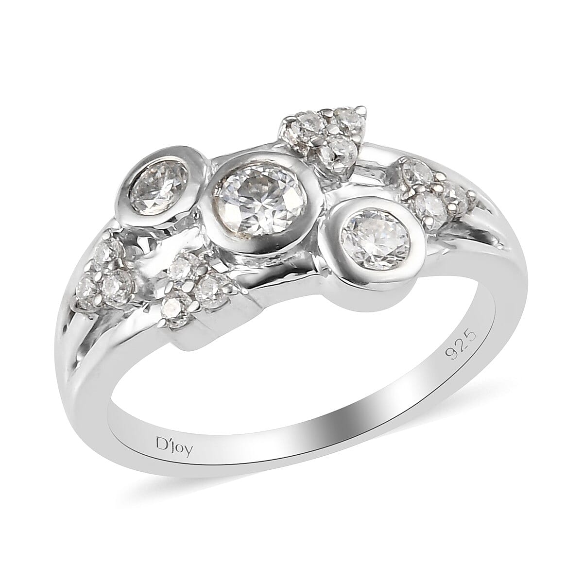 Moissanite Fancy Ring in Platinum Over Sterling Silver (Size 7.0) 0.60 ctw (1)