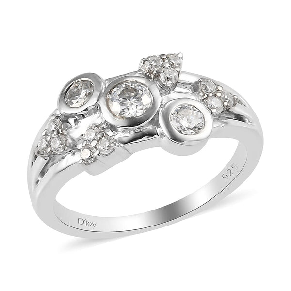 Moissanite Fancy Ring in Platinum Over Sterling Silver (Size 7.0) 0.60 ctw - Product card gallery slide 1 (10176470286649)