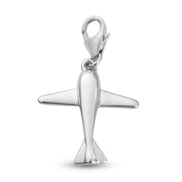 Airplane Charm in Platinum Over Sterling Silver