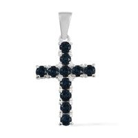 Multi Crystal Cross Pendant in Sterling Silver