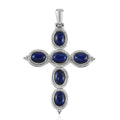 Lapis Lazuli Cross Pendant in Stainless Steel 6.50 ctw - Sticky add to cart bar