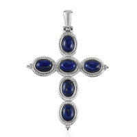 Lapis Lazuli Cross Pendant in Stainless Steel 6.50 ctw