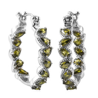 Simulated Green Diamond Hoop Earrings in Stainless Steel 7.65 ctw