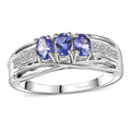 AAA Tanzanite and Zircon 3 Stone Ring in Platinum Over Sterling Silver (Size 10.0) 0.65 ctw - Sticky add to cart bar