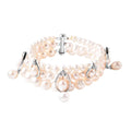 LucyQ Freshwater White Cultured Pearl and White Zircon Bracelet in Rhodium Over Sterling Silver (7.50 In) 9.40 Grams 0.50 ctw - Sticky add to cart bar
