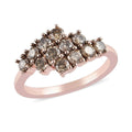 Natural Champagne Diamond Cluster Ring in Vermeil Rose Gold Over Sterling Silver (Size 6.0) 1.00 ctw - Sticky add to cart bar