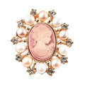 Cameo Carved, Multi Color Freshwater Pearl and Austrian Crystal Pendant or Brooch in Goldtone - Sticky add to cart bar
