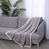 HOMESMART Gray Geometric Embossed Two Sided Sherpa and Plush Blanket