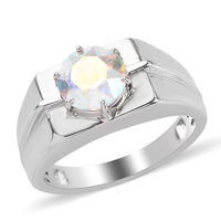 KARIS Aurora Borealis Crystal Men's Ring in Platinum Bond (Size 9.0)
